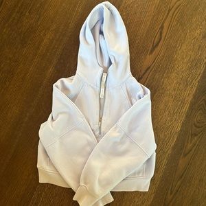 Lavender oversized half zipped  scuba hoodie in xs